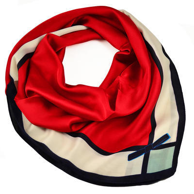 Square scarf- red and white - 1