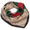 Square scarf - brown and green with print - 1/2