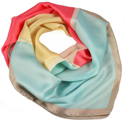 Square scarf - light blue and coral - 1