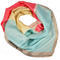 Square scarf - light blue and coral - 1/2