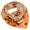 Small neckerchief - beige and orange with floral print - 1/2