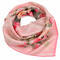 Small square scarf- pink  with floral print - 1/2