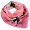 Small square scarf- pink  with floral print - 1/2