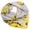 Small neckerchief - grey and yellow with floral print - 1/2