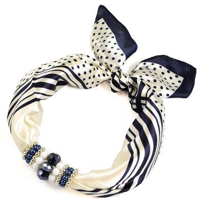 Jewelry scarf Stewardess - white and blue - 1