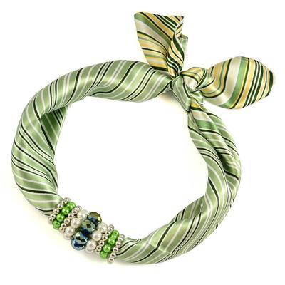 Jewelry scarf Stewardess - green stripes - 1