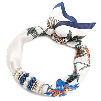 Jewelry scarf Stewardess - blue and white - 1