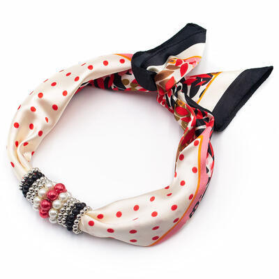 Jewelry scarf Stewardess - beige and red - 1