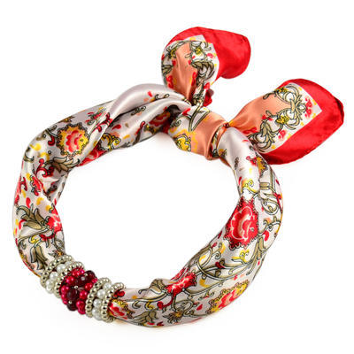 Jewelry scarf Stewardess - white and red - 1