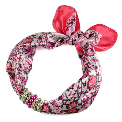Jewelry scarf Stewardess - pink and white - 1