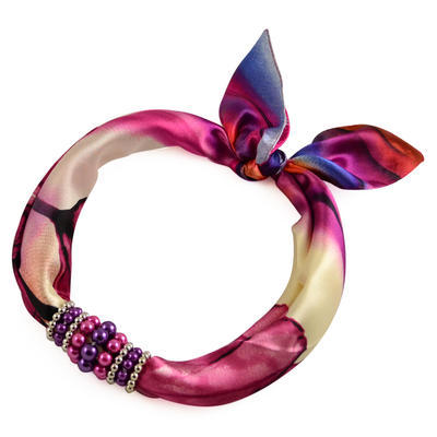 Jewelry scarf Stewardess - dark pink and white - 1
