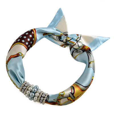 Jewelry scarf Stewardess - light blue and white - 1