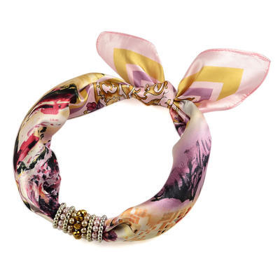 Jewelry scarf Stewardess - pink and white - 1