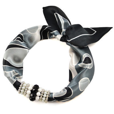 Jewelry scarf Stewardess - black and white - 1