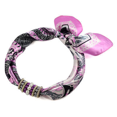 Jewelry scarf Stewardess - pink and black - 1