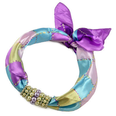 Jewelry scarf Stewardess - violet and blue - 1