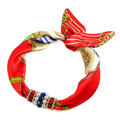 Jewelry scarf Stewardess - red and white - 1