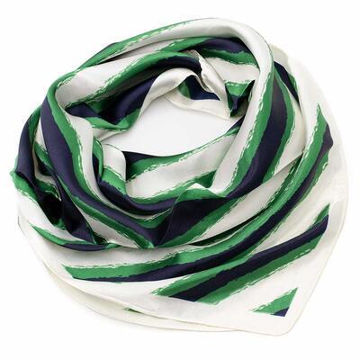 Small neckerchief - green and beige with stripes - 1