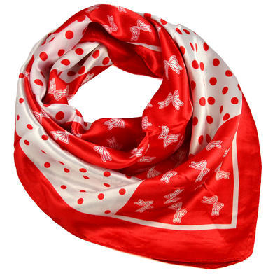 Square scarf - red and white - 1