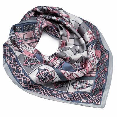 Small neckerchief - grey and pink - 1