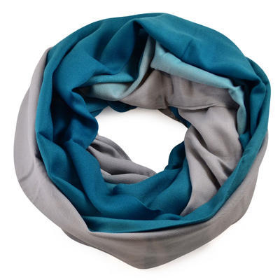 Winter infinity scarf - bluegreen and grey