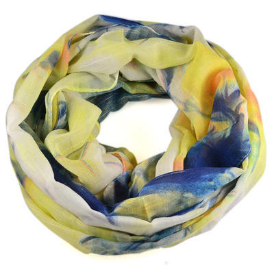 Snood 69tu004-01.30 - white and blue with flowers print - 1