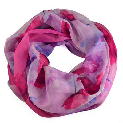 Summer snood 69tl004-20.30a - red with blue flowers - 1