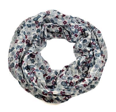 Summer infinity scarf 69tl004-71.22 - grey with flowers - 1