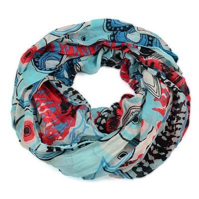 Summer snood 69tl009-01.30 - blue and white with abstract pattern - 1