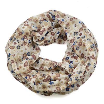 Summer infinity scarf 69tl004-14.40 - beige with flowers - 1