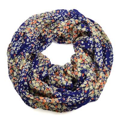 Summer infinity scarf 69tl004-30.14 - blue with small flowers - 1