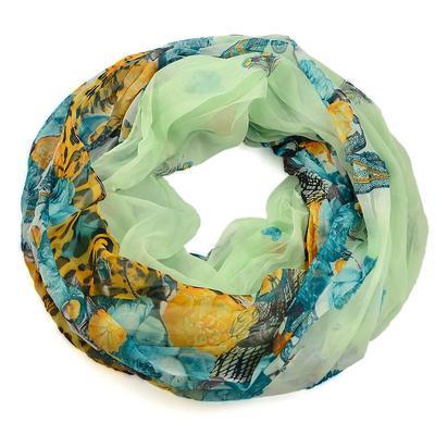 Summer infinity scarf 69tl004-50.10 - green with flowers - 1