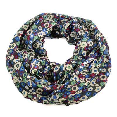 Summer infinity scarf 69tl004-70.02 - black with flowers - 1
