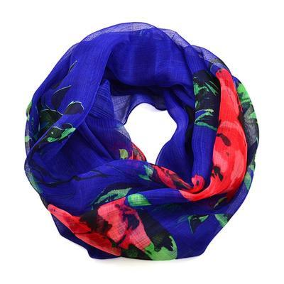 Summer infinity scarf 69tl004-30.20 - blue with red flowers - 1