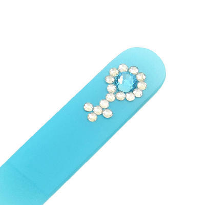 Glass nail file with Swarovski crystals - 135mm light blue II