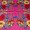 Small square scarf/neckerchief - fuchsia pink with floral print - 2/2
