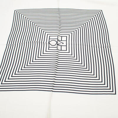 Square scarf - white with stripes - 2