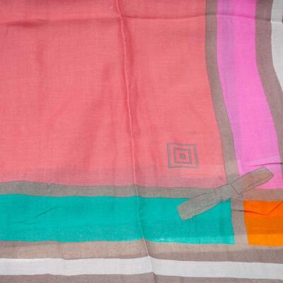 Classic women's scarf - pink and green - 2