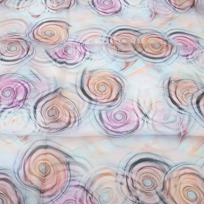 Classic women's scarf - beige and pink with floral print - 2