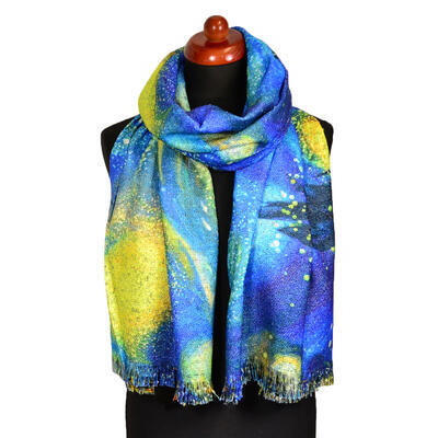 Blanket scarf bilateral - multicolor and blue - 2