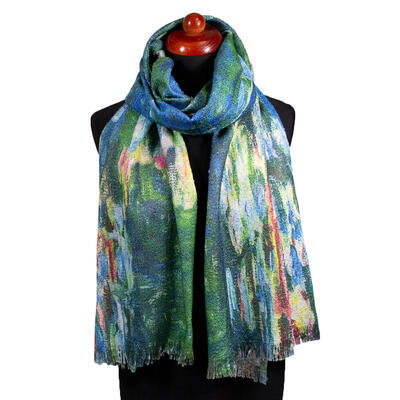 Blanket scarf bilateral - light blue and multicolor - 2
