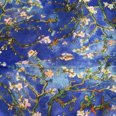 Classic women's scarf - blue and multicolor with floral print - 2