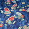 Classic women's scarf - blue with floral print - 2/3