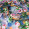 Classic women's scarf - blue with floral print - 2/3
