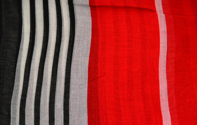 Classic women's scarf - red and black with stripes - 2