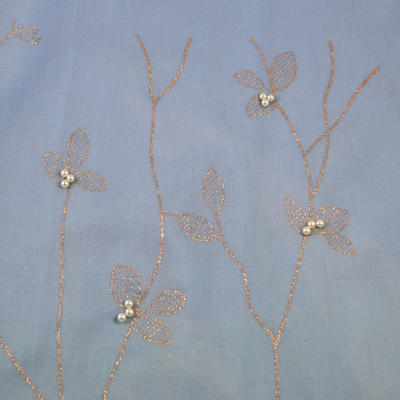 Classic women's cotton scarf - grey with flowers - 2