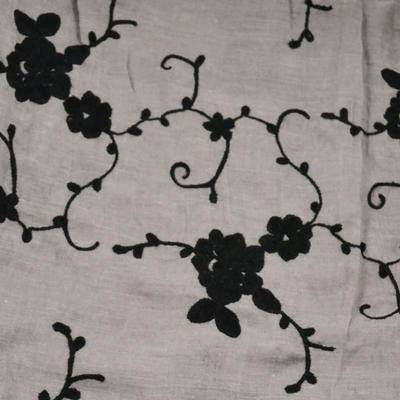 Classic women's scarf - grey with flowers - 2