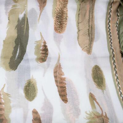 Classic women's scarf - white and brown with multicolor print - 2