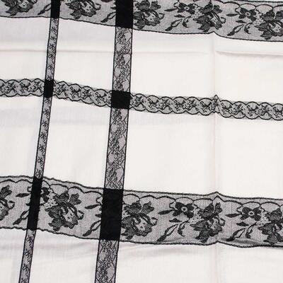 Classic winter scarf - white and black - 2