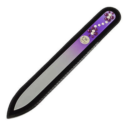 Glass nail file with Swarovski crystals - 135mm pink III - 2